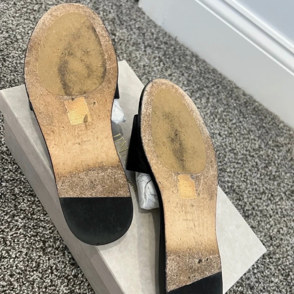 Jimmy Choo Black Slide Sandals with Gold Logo - Picture 4 of 4